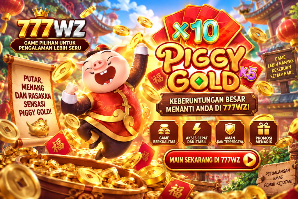 Poster 777WZ bertema Piggy Gold untuk panduan melindungi akun dari phishing, pencurian password, OTP palsu, dan ancaman keamanan siber bagi pengguna Indonesia.