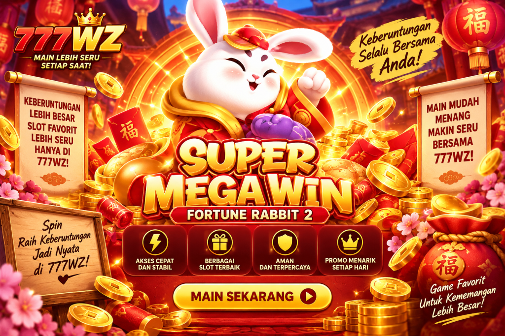 Poster 777WZ bertema Fortune Rabbit 2 untuk panduan memilih game berdasarkan fitur, mekanisme, dan tingkat kesulitan bagi pengguna Indonesia.